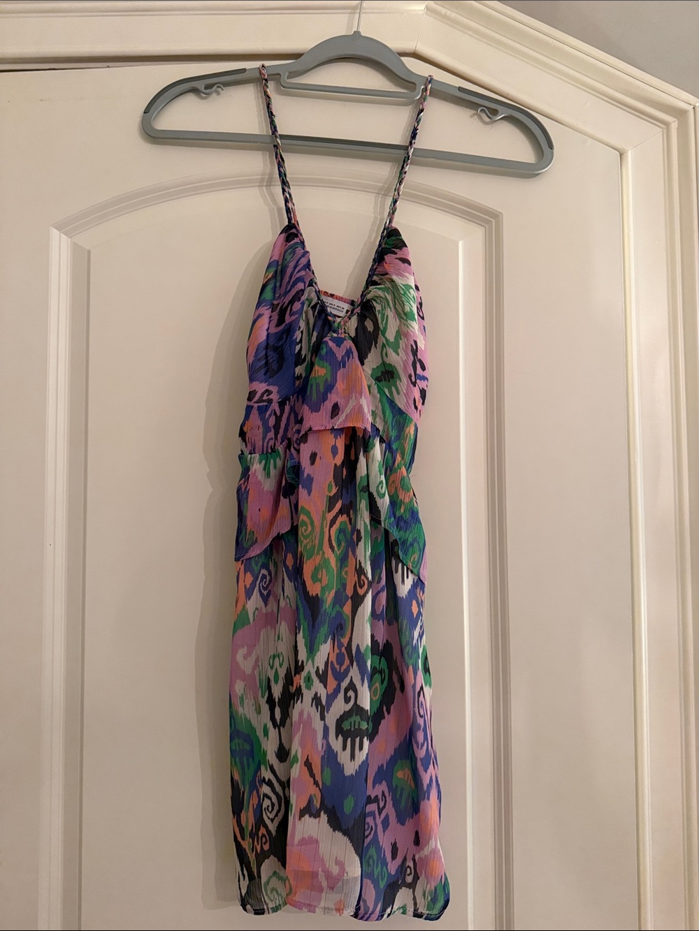 Colorful Ikat Print Spaghetti Strap Dress